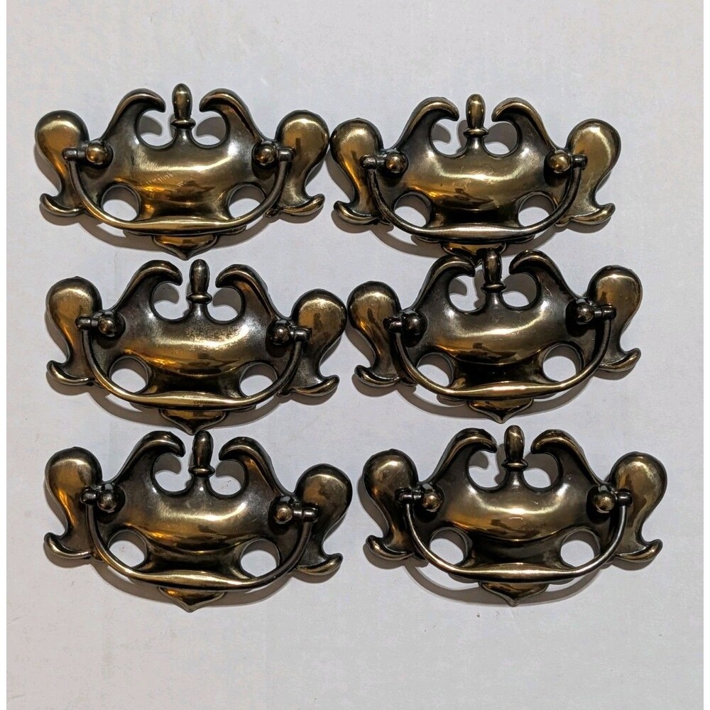 Vintage Brass Bail Pull Drawer Handles Lot of 6 Keeler Brass 2181 Taiwan